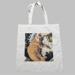 Cute Kitty Photo Tote‎ Bag Ginger Orange Cat Grey Tabby Cat Mom Cat Dad